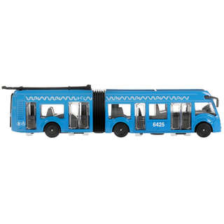 Машинка Троллейбус с резинкой, 17 см, металлическая, Технопарк 3