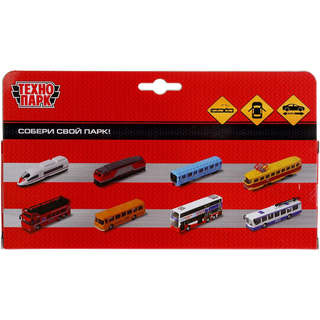 Машинка Троллейбус с резинкой, 17 см, металлическая, Технопарк 6