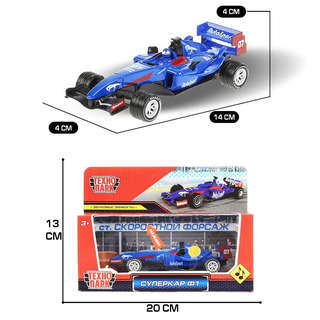 Машинка Суперкар F-1, 14 см, металлическая, Технопарк, синий 6