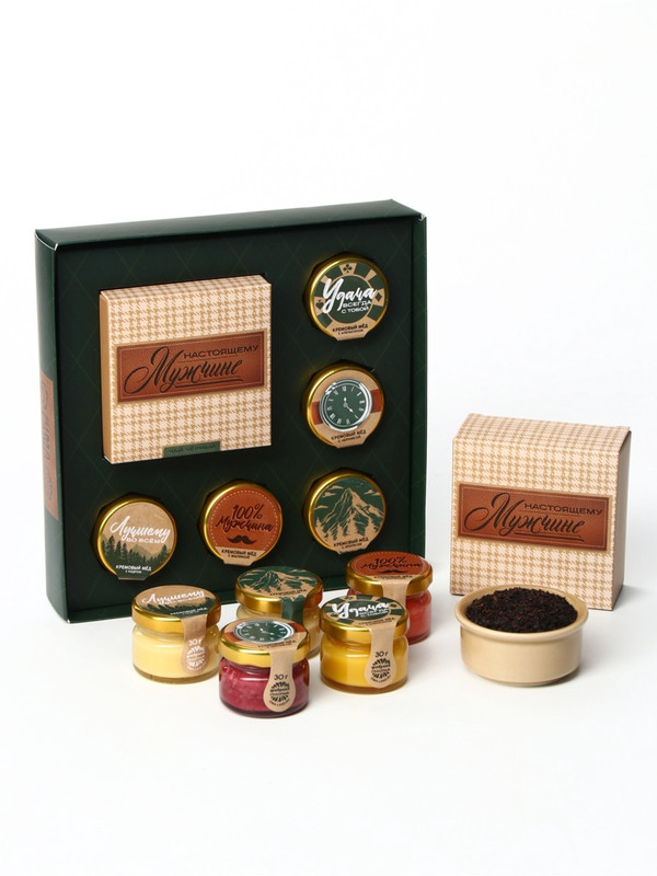 Подарочный набор 'Настоящему мужчине': крем-мёд, чай