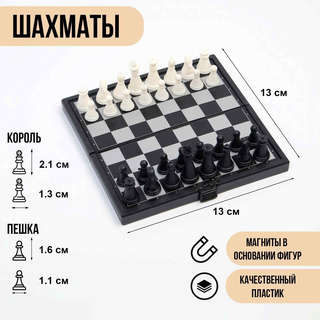 Шахматы магнитные, 13 х 13 см, чёрно-белые 2