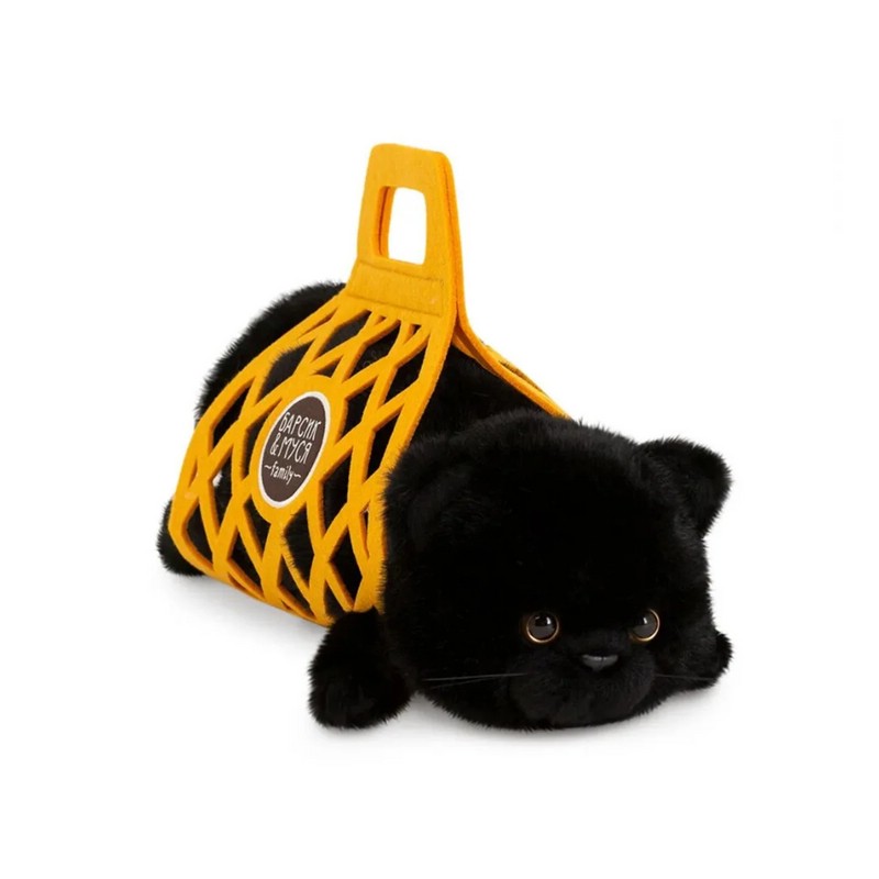 Кот Барсик в сумке, черный, 35 см, Orange Toys
