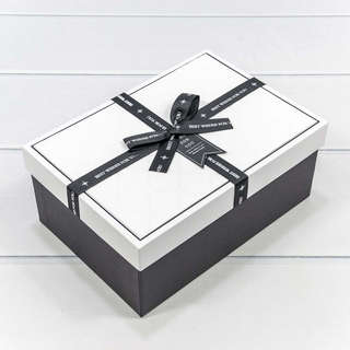 Коробка прямоугольная с черным бантом, 20 х 14 х 8 см, белый/...
