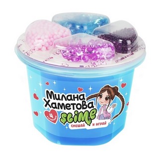 Слайм Милана Хаметова, банка, 4 ячейки, голубой