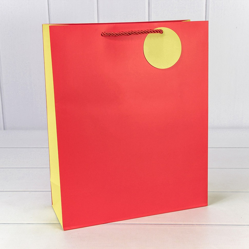 Пакет подарочный матовый Красный 26х32х10 см