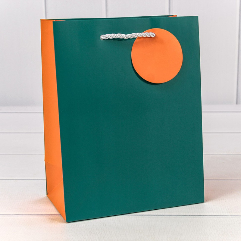 Пакет подарочный матовый Сине-зелёный 18х23х10 см