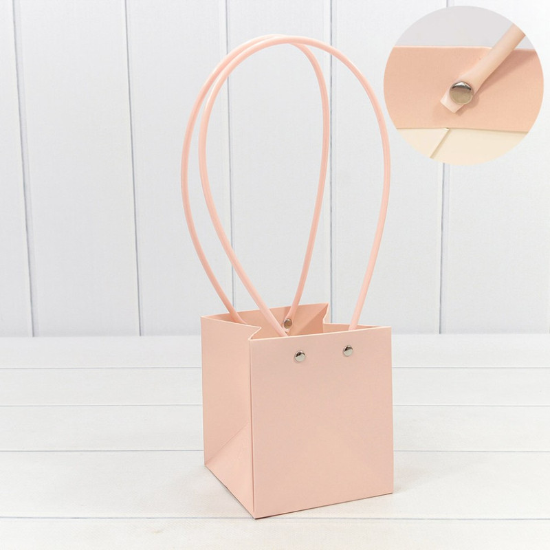 Пакет подарочный 'Ваза для цветов' 13х11,5х11,5, персиковый