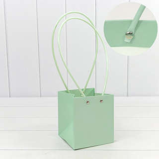 Пакет подарочный 'Ваза для цветов' 13х11,5х11,5 см, светло-мя...