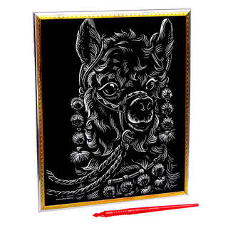 Лама и кошка: Гравюра и аппликация пайетками 4