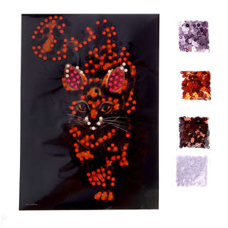 Лама и кошка: Гравюра и аппликация пайетками 7