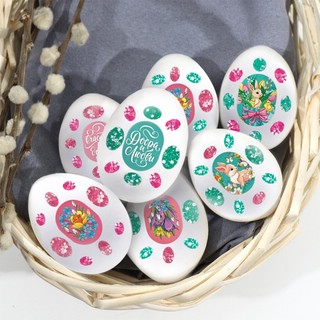 Пасхальные наклейки для яиц «Кролики и цветы» 7.3 х 13 см