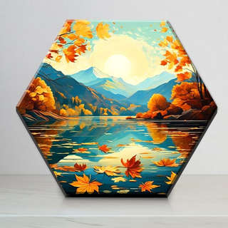 Картина по номерам с поталью 'Гексагон, Осенний пейзаж в гора...