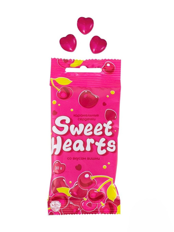 Карамель леденцовая 'Sweet Hearts' 30гр флоупак (вишня)