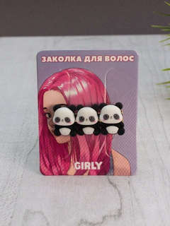 Заколка для волос 'Три панды'