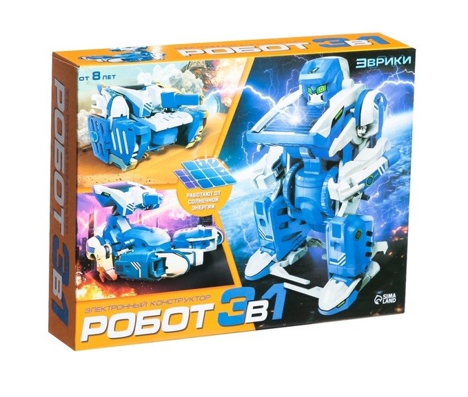 Конструктор «Робот» электронный, 3в1, работает от солнечной батареи, 61 деталь