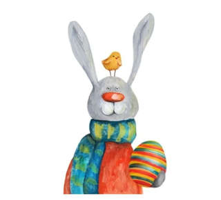 Алмазная мозаика 'Заяц с птичкой', 15х20 см