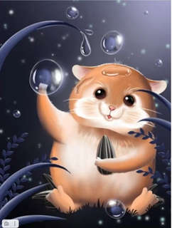 Алмазная мозаика 'Хомяк с пузырями', 15х20 см