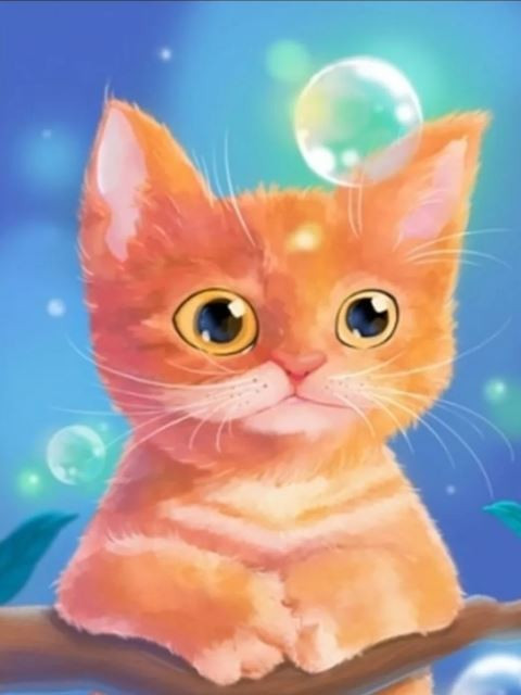 Алмазная мозаика 'Рыжий кот с пузырями', 15х20 см