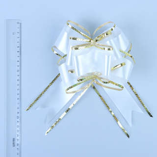 Бант - бабочка №7 «Золотая полоса», белый 2