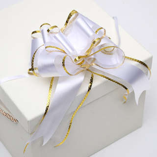Бант - бабочка №7 «Золотая полоса», белый 4