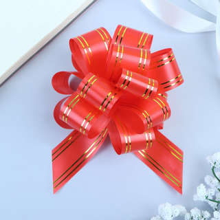 Бант - шар №3 'Золотые полосы', цвет красный