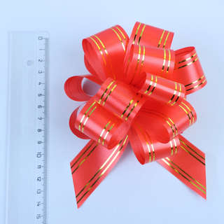 Бант - шар №3 'Золотые полосы', цвет красный 2