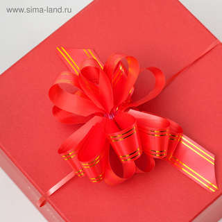 Бант - шар №3 'Золотые полосы', цвет красный 4