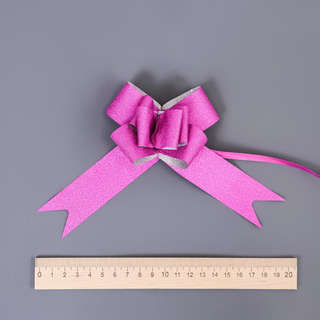 Бант - бабочка №3, розовый блестящий 4