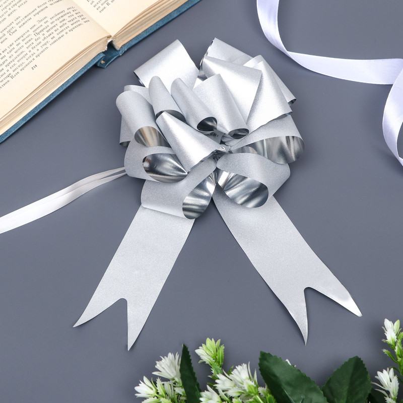 Бант - шар №5, серебряный шик