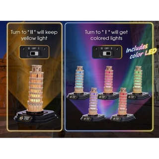 3D пазлы 'Пизанская башня' 42 детали, с LED-подсветкой, Cubic Fun 4