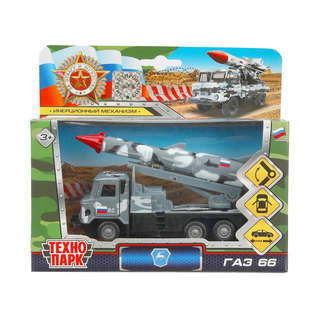 Машинка ГАЗ 66 с ракетой, 12 см, модель металлическая, Технопарк 2