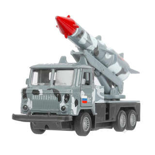 Машинка ГАЗ 66 с ракетой, 12 см, модель металлическая, Технопарк