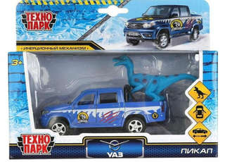 Машинка UAZ PICKUP, 12 см, двери, багаж, инерционная, металлическая (DINO), Технопарк 10