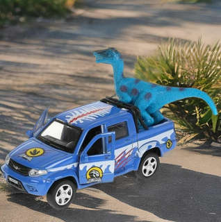 Машинка UAZ PICKUP, 12 см, двери, багаж, инерционная, металлическая (DINO), Технопарк 3