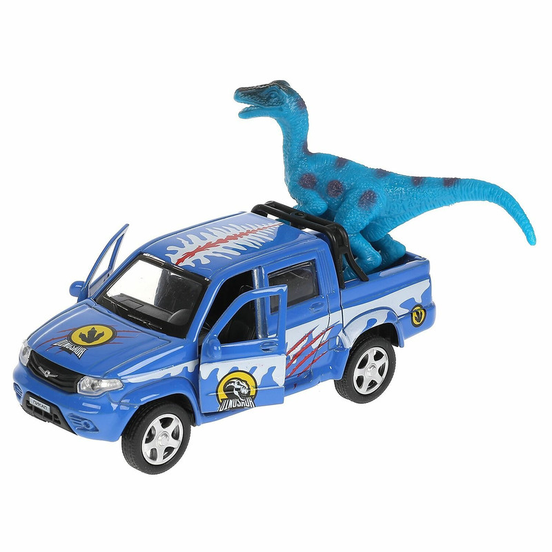 Машинка UAZ PICKUP, 12 см, двери, багаж, инерционная, металлическая (DINO), Технопарк