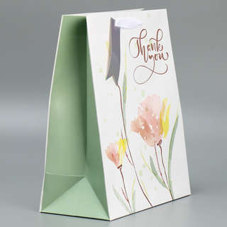 Пакет подарочный ламинированный, тиснение «Спасибо», 25х30.5х12.5 см 2