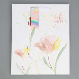 Пакет подарочный ламинированный, тиснение «Спасибо», 25х30.5х12.5 см 6