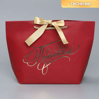 Пакет подарочный «Поздравляю от души», 19х20х9 см