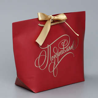 Пакет подарочный «Поздравляю от души», 19х20х9 см 2