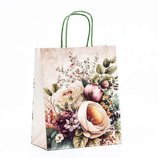 Пакет крафт «Цветы» 21x11x27 см