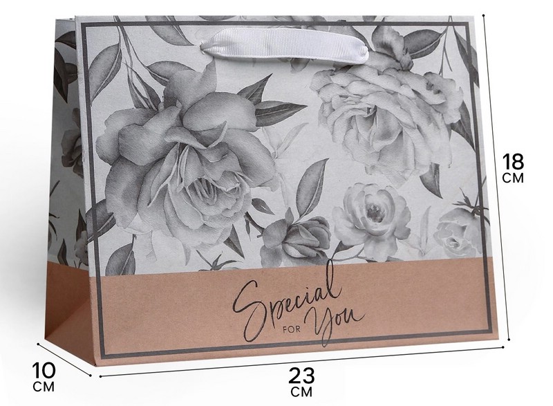 Пакет подарочный крафтовый горизонтальный «Special for you», 23х18х10 см