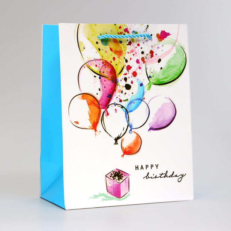 Пакет ламинированный Happy Birthday, 18x23x10 см