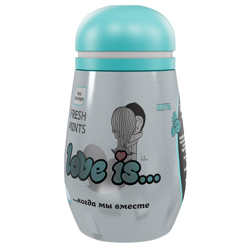 Освежающее драже Love is... со вкусом мяты, в пластиковой упаковке 45г