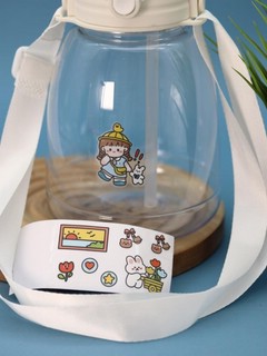 Бутылка+стикеры для декора с ремешком 'BaDumTss!' белая, 1300 мл 5