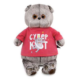 Басик в лонгсливе с принтом 'Супер кот', 30 см, Budi Basa