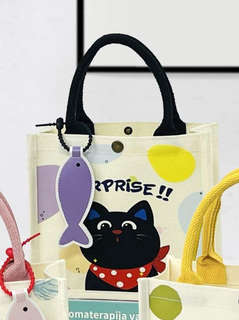 Сумка шоппер 'Сat with fish' белый, 23х10х21 см