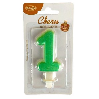 Свеча-цифра 1 с держателем, для торта, перламутровая, 7.5 см