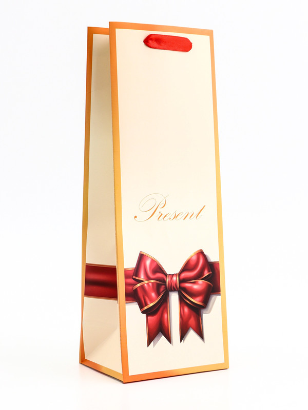 Пакет ламинированный под бутылку «Бант», 13x36x10 см