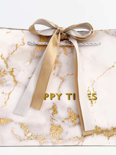 Пакет подарочный ламинированный «Мрамор», белый, с бантиком, 25x20x12 см 2