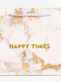 Пакет подарочный ламинированный «Мрамор», белый, с бантиком, 25x20x12 см 3